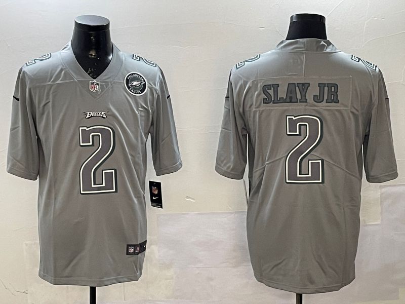 Men Philadelphia Eagles #2 Slay jr Grey 2025 Nike Vapor Limited NFL Jersey style 2102
